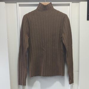 Ann Taylor Brown Ribbed Turtleneck Sweater Size Medium